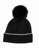 Warm Winter Hat Knitted Pompom Hat Black - thumbnail