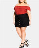 City Chic Women's Plus Linen Mini Skirt Black Size XS - thumbnail