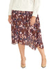 Rachel Roy Women's Plus Eden Floral Handkerchief Hem Skirt Red Pink Size 1X - thumbnail