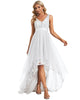 Sleeveless V-back Tulle High-Low Sequin Appliques Evening Dresses - thumbnail