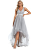 Sleeveless V-back Tulle High-Low Sequin Appliques Evening Dresses - thumbnail