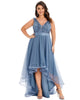 Sleeveless V-back Tulle High-Low Sequin Appliques Evening Dresses - thumbnail