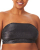 California Waves Women's Plus Metallic Bandeau Bikini Top Swimsuit Black Size 1X - thumbnail