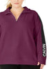 Calvin Klein Women's Performance Plus Logo Sleeve Zip Neck Top Purple Size 1X - thumbnail