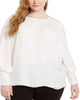 Calvin Klein Women's Plus Button Cuff Top White Size 1X - thumbnail