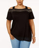 Belldini Women's Plus Size Cold Shoulder Top Black Size XX-Large - thumbnail