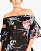 City Chic Women's  Plus Floral Flourish Off-the-Shoulder Top Black Size 24W - thumbnail