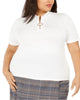 Calvin Klein Women's Plus Zip Neck Top White Size 2X - thumbnail