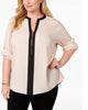Calvin Klein Women's Plus Size Zip Front Blouse Pink Size 1X - thumbnail