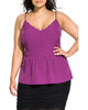 City Chic Women's Trendy Plus Peplum Top Purple  Size M - thumbnail