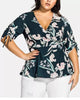 City Chic Women's Trendy Plus Size Fresh Fields Top  Blue Size X-Small / 14 - thumbnail
