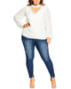 City Chic Women's Trendy Plus Embrace Lace Top White Size S - thumbnail