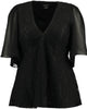 City Chic Women's Plus High Born Lace V Neck Blouse Black Size XS/14 - thumbnail