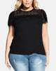 City Chic Women's Trendy Plus Short Sleeve Victorian Top Black Size XS - thumbnail
