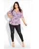 City Chic Women's Plus Rosewood Floral Print Butterfly Sleeves Blouse Purple Size 14 - thumbnail