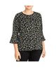 Michael Kors Women's Plus Floral Print Bell Sleeve Top Green Size 1X - thumbnail