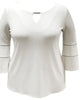 JM Collection Women's Plus Bell Sleeve Keyhole Top White Size XXXXL - thumbnail