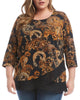 Karen Kane Women's Plus Size Contrast-Hem Top Brown Size 3X - thumbnail