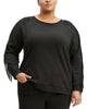 Levi's Women's Trendy Plus Size Reese Fringe-Trim Top Black Size 2 Extra Large - thumbnail