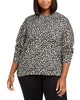 Michael Kors Women's Plus Animal Print Jacquard Top Black Size 0X - thumbnail