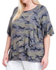 Fever Women's Plus Camo Print Ruffle Top - thumbnail