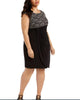 Connected Women's Plus Lace Top Sheath Dress Black 14W - thumbnail