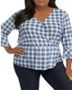 Michael Kors Women's Plus Size Plaid Bell-Sleeve Top Blue Size 1X - thumbnail