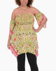 NY Collection Women's Plus Size Halter Neck Off The Shoulder Top Yellow Size 1X - thumbnail