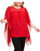 Michael Kors Women's Plus Sheer Cascade Top Red Size 2X - thumbnail