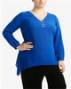 NY Collection Women's Plus Triple Ring Sharkbite Hem Top Blue Size 2X - thumbnail