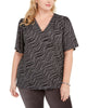 Michael Kors Women's Plus Printed Puff Sleeve Top Gray Size 3X - thumbnail