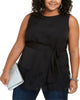 Michael Kors Women's Plus Size Tie-Waist Lace-Hem Top Black Size 0X - thumbnail