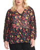 Rachel Rachel Roy Women's Plus Size Eve Floral Print Top Black Size 0X - thumbnail