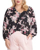 Rachel Roy Women's Trendy Plus Size Layla Floral-Print Top Black Size 0X - thumbnail