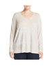 One A Women's Plus Lace Overlay V Neck Casual Top Brown Size 1X - thumbnail
