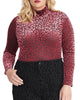 Rachel Roy Women's Plus Val Leopard Turtleneck Top Pink Size 0X - thumbnail