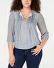 Tommy Hilfiger Women's Plus Size Dot-Print Pintucked Top  Bright Green Size 2X - thumbnail