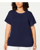 Tommy Hilfiger Women's Plus Knit Tie Waist Top Blue Size 2X - thumbnail