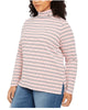 Tommy Hilfiger Women's Plus Striped Turtleneck Top Pink Size 1X - thumbnail