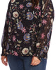 Vince Camuto Women's Plus Floral Print Smocked Chiffon Blouse Black Size 3X - thumbnail