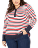 Tommy Hilfiger Women's Plus Size Metallic Striped Button-Up Top White Size 1X - thumbnail