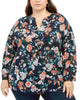 Tommy Hilfiger Women's Plus Size Printed Split Neck Top Blue Size 1X - thumbnail