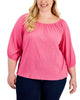 Tommy Hilfiger Women's Plus 3/4 Sleeve Top Pink Size 1X - thumbnail