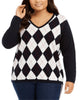 Tommy Hilfiger Women's Plus Argyle Neck Pullover Top Navy Size 0X - thumbnail