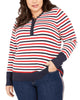 Tommy Hilfiger Women's Plus Metallic Striped Button Up Top White Size 2X - thumbnail