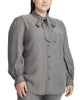 Ralph Lauren Women's Plus Necktie Buttoned Blouse Gray Size 2XL - thumbnail