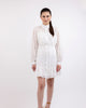 "Amy" Cotton Blend White Woven Knee-length Dress - thumbnail