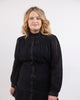 "Emily" Cotton Blend Black Knee-length Dress - thumbnail