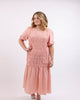 "Blush" Cotton Blend Pink Woven Midi Dress - thumbnail