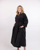 "Kate" Cotton Blend Black Woven Midi Dress - thumbnail